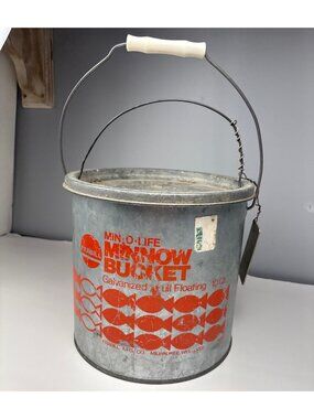 Frabill Min O Life Floating Minnow Bucket Galvanized 10 Qt Fish Graphics Durable